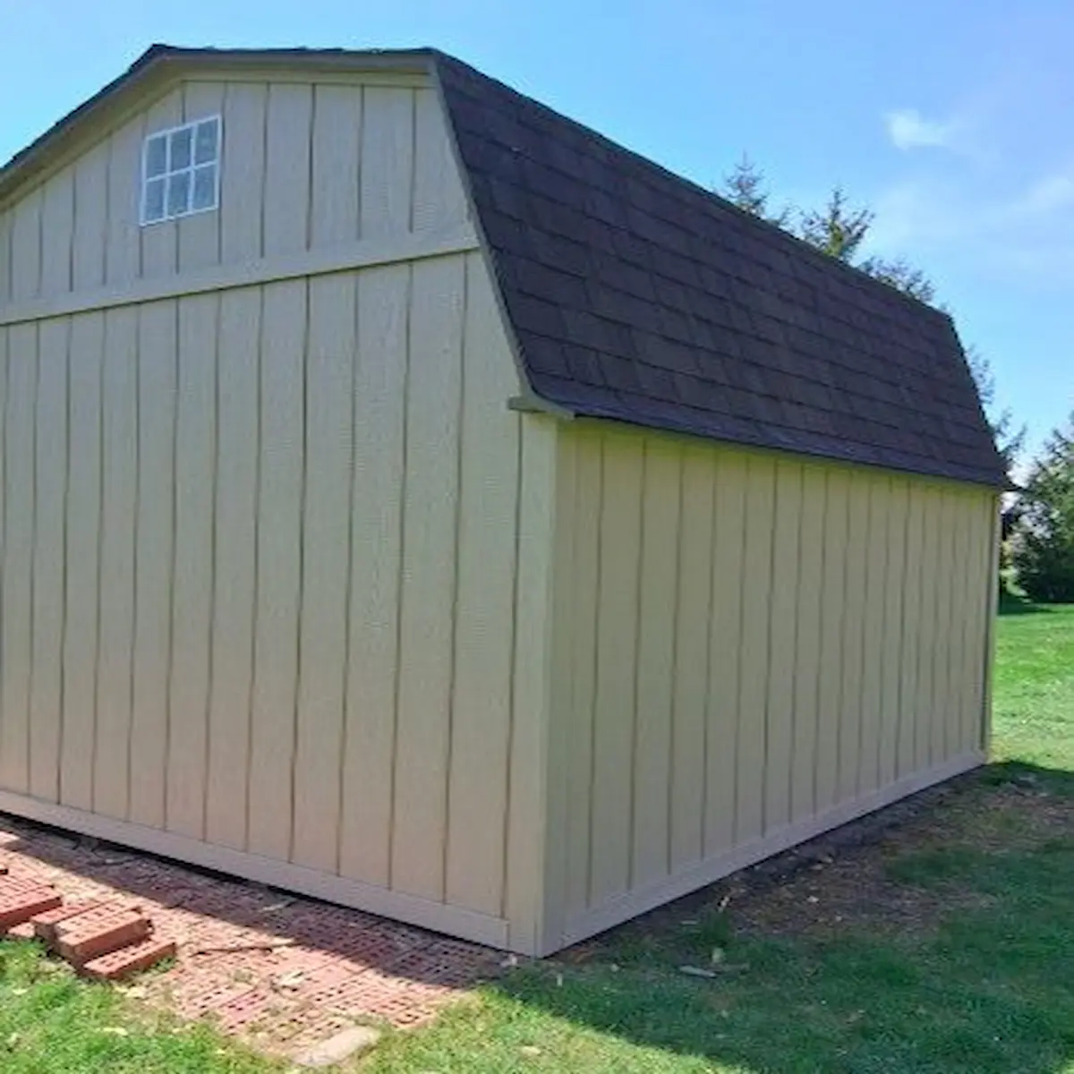 Outbuilding rear siding finished installation